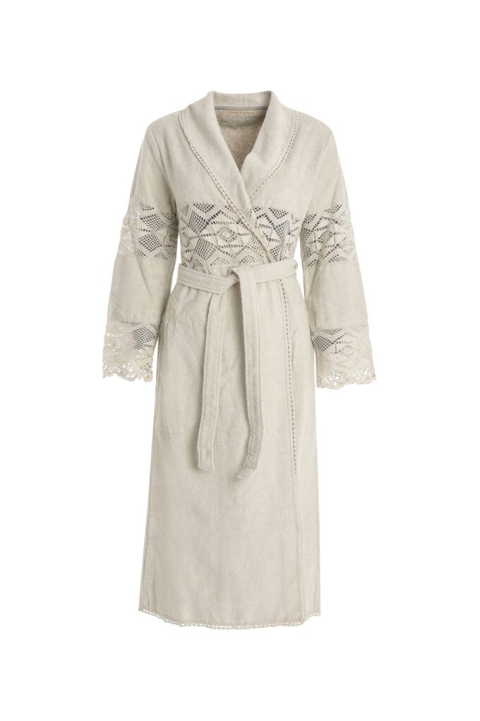 SHAWL BATHROBE - LACE COLLECTION PILE WHITE CHALK