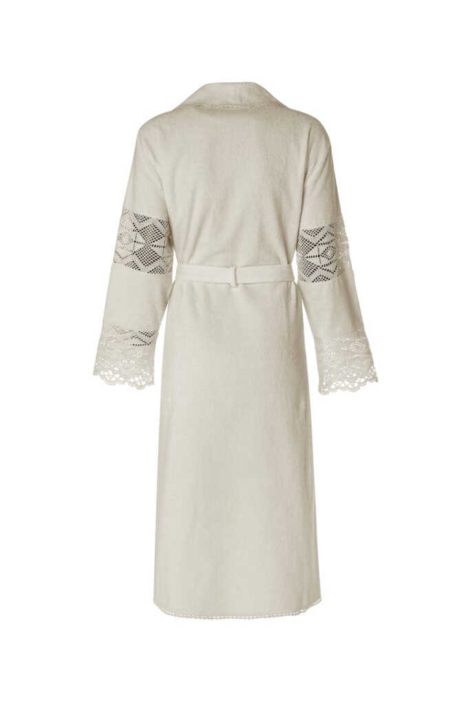 SHAWL BATHROBE - LACE COLLECTION PILE WHITE CHALK