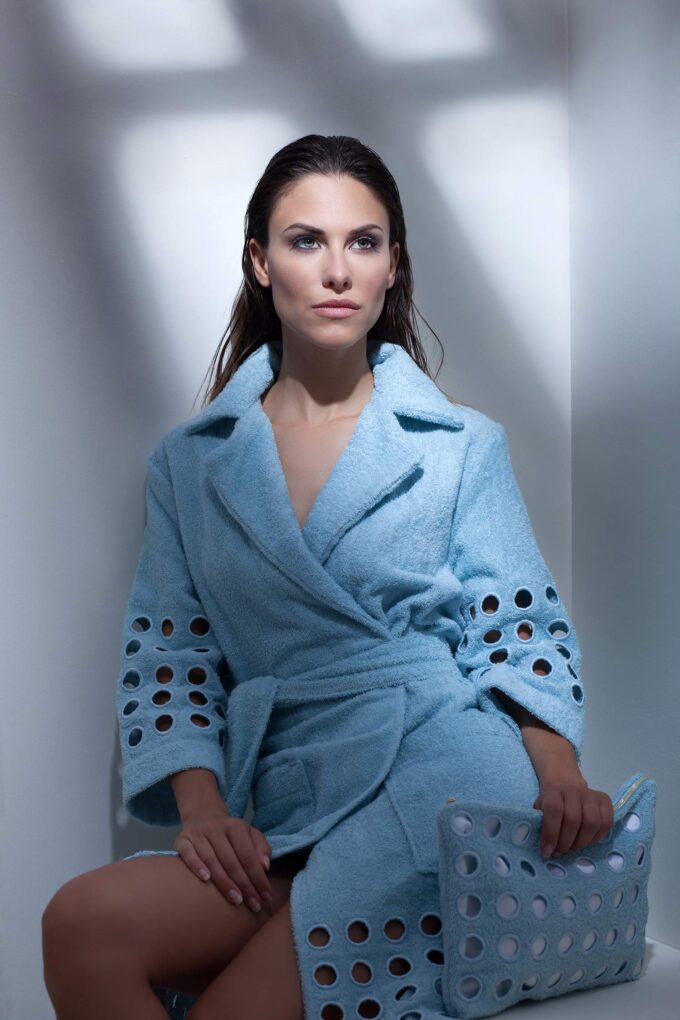 LADIES TRENCH BATHROBE - RING COLLECTION WHITE