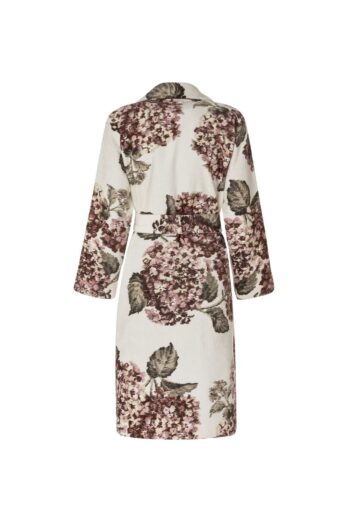 TRENCH BATHROBE - ORTENSIA COLLECTION PRINT VELOUR ANTIQUE ROSE