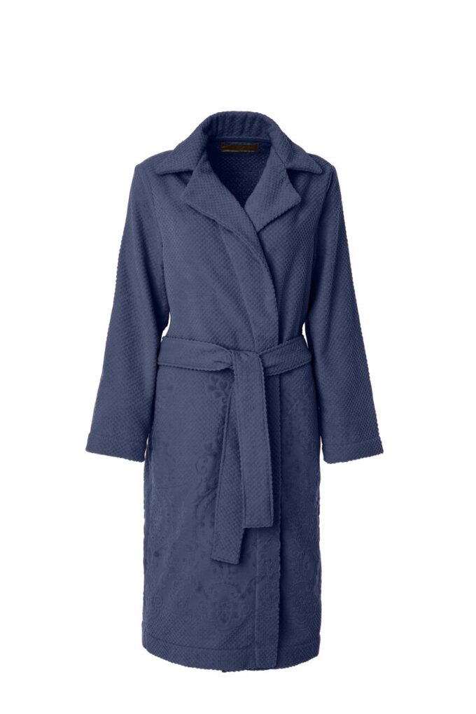 LADIES TRENCH BATHROBE - ARABESQUE COLLECTION DARK BLUE