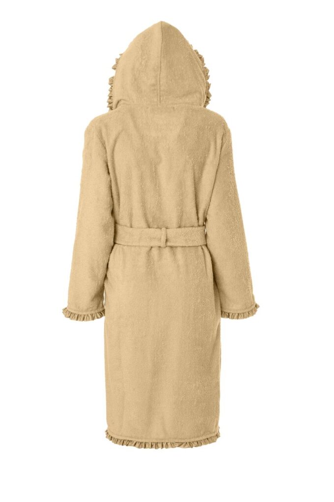 LADIES HOODED BATHROBE - SATIN COLLECTION BEIGE