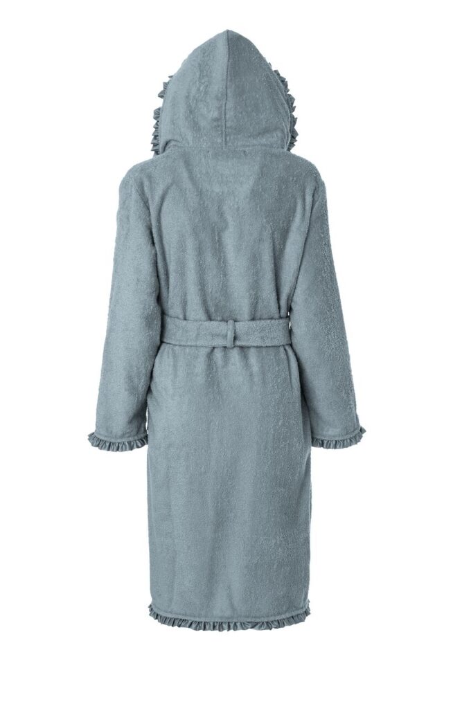 LADIES HOODED BATHROBE - SATIN COLLECTION GREY