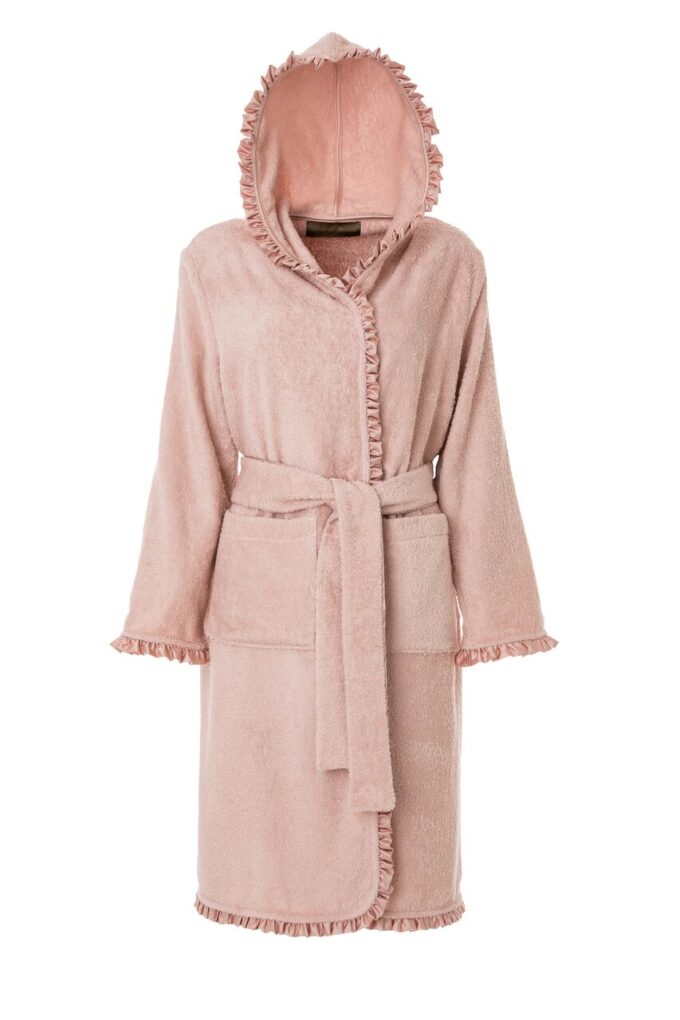 LADIES HOODED BATHROBE - SATIN COLLECTION PINK