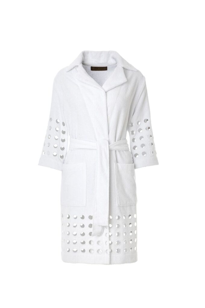 LADIES TRENCH BATHROBE - RING COLLECTION WHITE