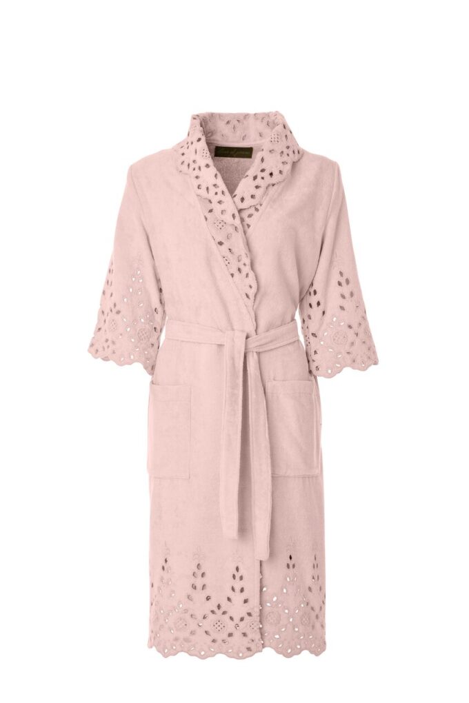 LADIES SHAWL BATHROBE - SANGALLO COLLECTION PINK