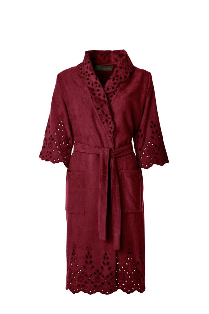 LADIES SHAWL BATHROBE - SANGALLO COLLECTION RUBY