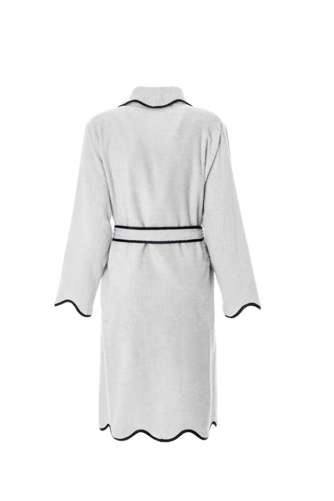 LADIES SHAWL BATHROBE - WAVES WHITE